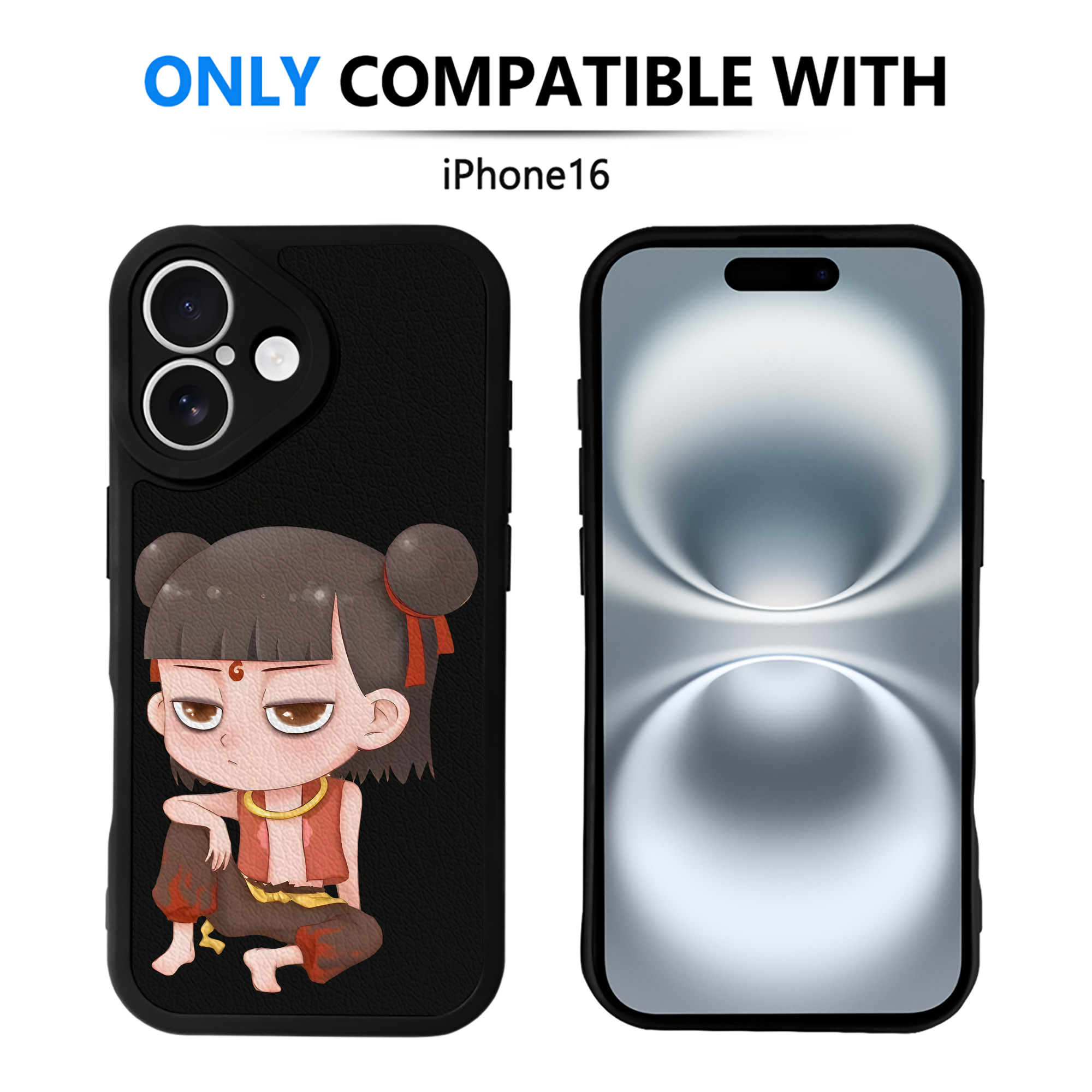（画像用） Ne Zha 2 ナタ 魔童の大暴れ 【iPhone 16シリーズ対応】シリコンスマホケース（レザー調） 材質：シリコン